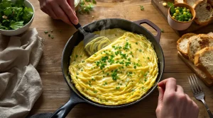 Cette omelette aux verts de poireaux et aux herbes évite le gaspillage, voici pourquoi elle est idéale