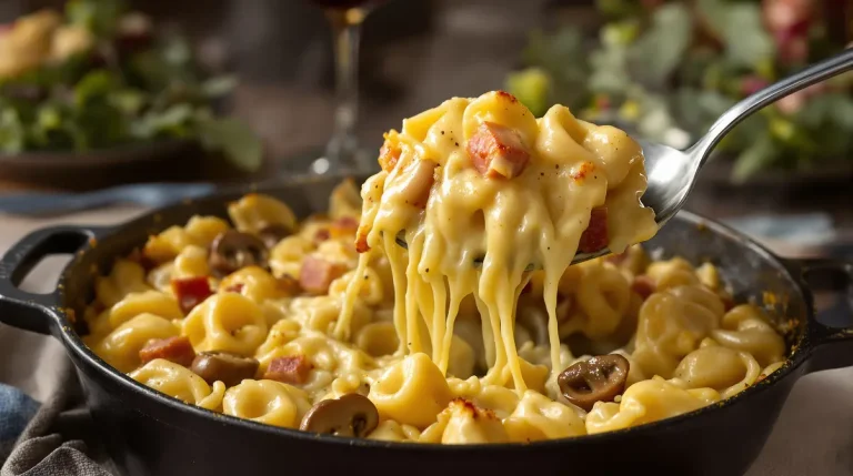 « Mon gratin de tortellini jambon-champignons ne sèche jamais » : prêt en 25 minutes, crémeux et gratiné